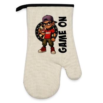 Darts,Darts,Darts Player - Oven glove with rubber coating - linen/black  - Front