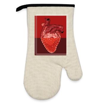 Heart Strawberry Fusion - Oven glove with rubber coating - linen/black  - Front