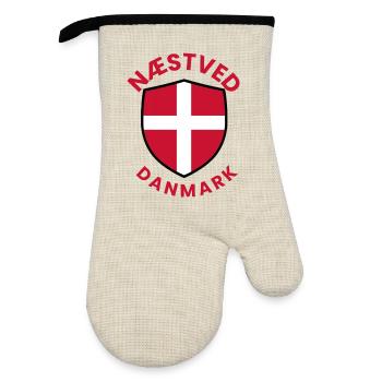 Nästved Denmark Flag Shield - Oven glove with rubber coating - linen/black  - Front
