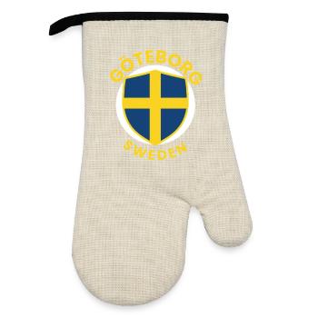 Göteborgs Sköld in schwedischen Farben - Ofenhandschuh mit Gummibeschichtung - Leinen/Schwarz  - Vorne
