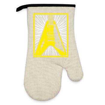 Electric Guitar Silhouette - Oven glove with rubber coating - linen/black  - Front