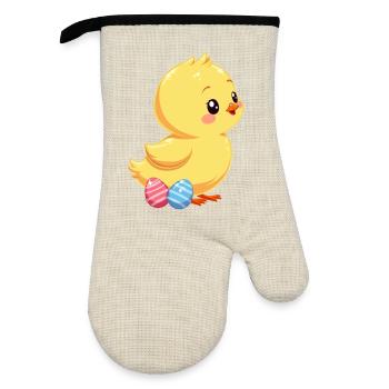 Poussins à Pâques - Gant de cuisine avec revêtement en caoutchouc - lin/noir  - Devant