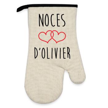 Olivier's wedding 59 years of marriage - Oven glove with rubber coating - linen/black  - Front