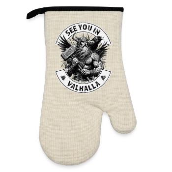See you in Valhalla - Ofenhandschuh mit Gummibeschichtung - Leinen/Schwarz  - Vorne