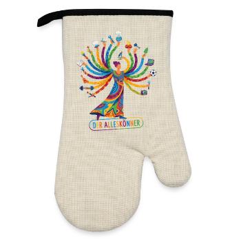 Alleskönner Tausendkünstler begabter Allrounder - Ofenhandschuh mit Gummibeschichtung - Leinen/Schwarz  - Vorne
