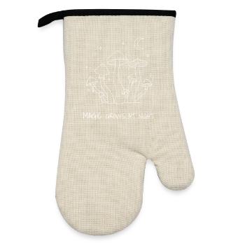 Magic Grows at Night Mushroom Design - Oven glove with rubber coating - linen/black  - Front
