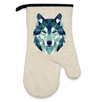 Géométrie des polygones Wolf Head - Gant de cuisine avec revêtement en caoutchouc - lin/noir  - Devant