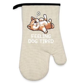 Feeling Dog Tired Akita AkitaOwner Akitas - Oven glove with rubber coating - linen/black  - Front