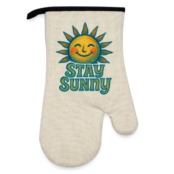 Illustration du soleil au crayon Stay Sunny - Gant de cuisine avec revêtement en caoutchouc - lin/noir  - Devant