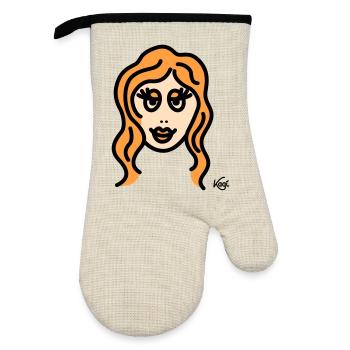 Virgo tall - Oven glove with rubber coating - linen/black  - Front