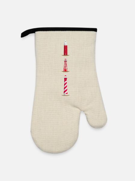 Leuchttürme Texel, Den Oever, Westerlichttoren - Ofenhandschuh mit Gummibeschichtung - Leinen/Schwarz