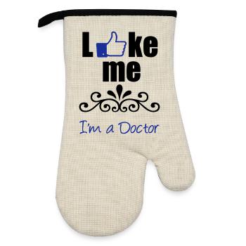 Like the Doctor - Oven glove with rubber coating - linen/black  - Front