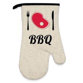 BBQ - Barbecue - Grill - Ofenhandschuh mit Gummibeschichtung - Leinen/Schwarz  - Vorne