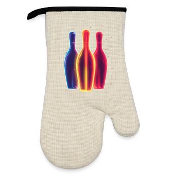 90s Bowling - Oven glove with rubber coating - linen/black  - Front