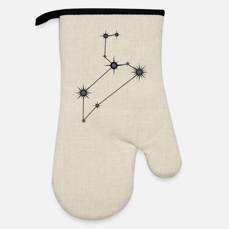 Löwe Sternbild Sternzeichen Schwarz & Grau - Ofenhandschuh mit Gummibeschichtung - Leinen/Schwarz 
