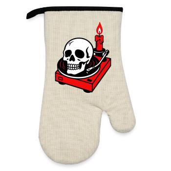 Black metal - Oven glove with rubber coating - linen/black  - Front