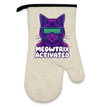Meowtrix Chat néon activé - Gant de cuisine avec revêtement en caoutchouc - lin/noir  - Devant
