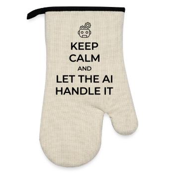 Let AI Handle It - Sarcastic Tech Joke - Oven glove with rubber coating - linen/black  - Front
