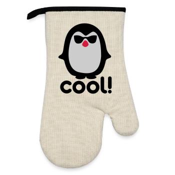 Cool pinguin - Oven glove with rubber coating - linen/black  - Front