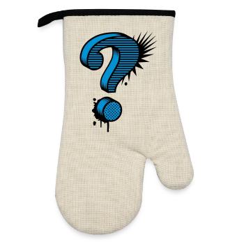 A question mark graffiti - Oven glove with rubber coating - linen/black  - Front