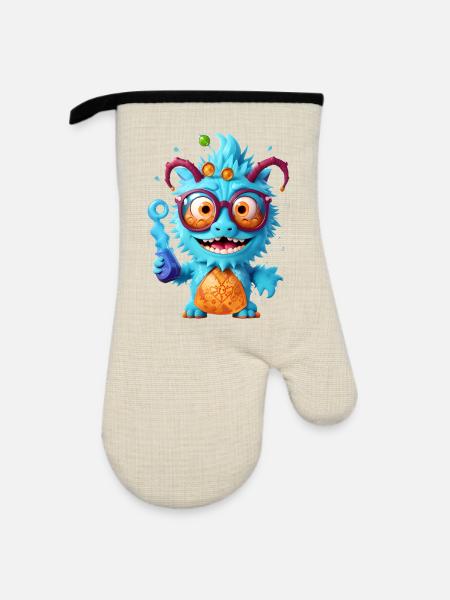 Professor Monster - Ofenhandschuh mit Gummibeschichtung - Leinen/Schwarz