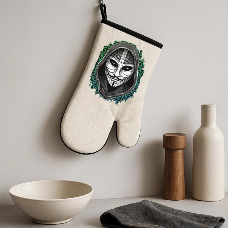 Anonymous Hacker Oven glove with rubber coating