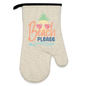 Beach Please - Oven glove with rubber coating - linen/black  - Front