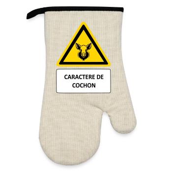 Caractère de cochon - Gant de cuisine avec revêtement en caoutchouc - lin/noir  - Devant