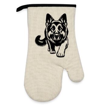 German Shepherd - Oven glove with rubber coating - linen/black  - Front
