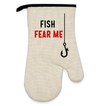 Fish Fear Me - Oven glove with rubber coating - linen/black  - Front