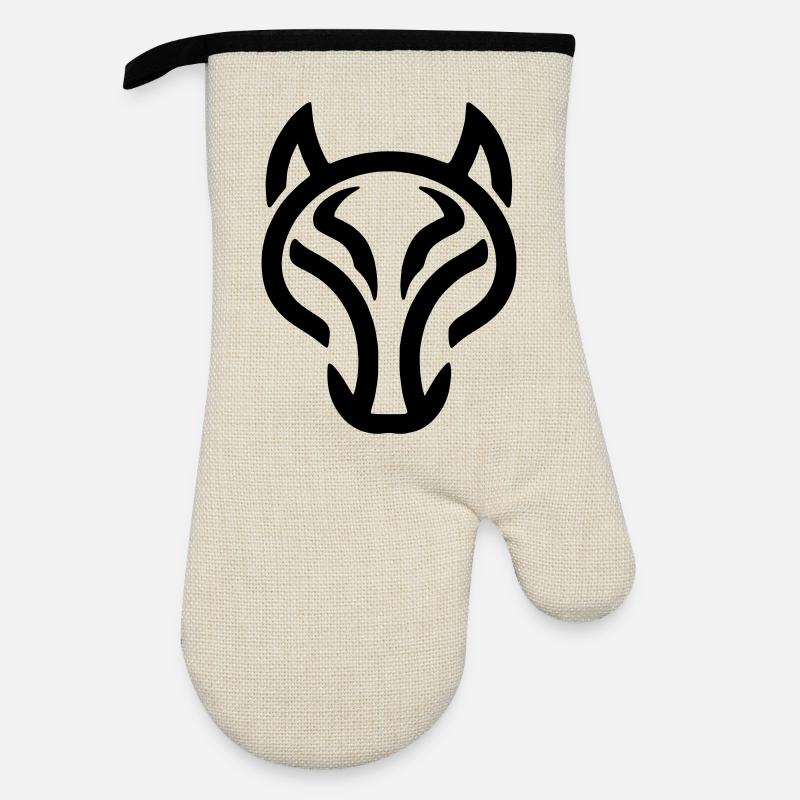 Wolf - Ofenhandschuh mit Gummibeschichtung - Leinen/Schwarz