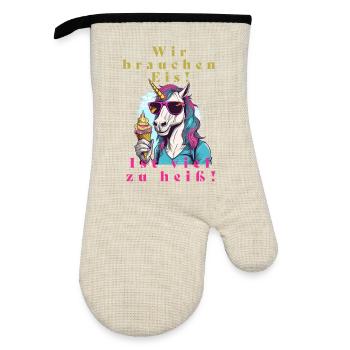 Glace de licorne contre chaleur - Gant de cuisine avec revêtement en caoutchouc - lin/noir  - Devant
