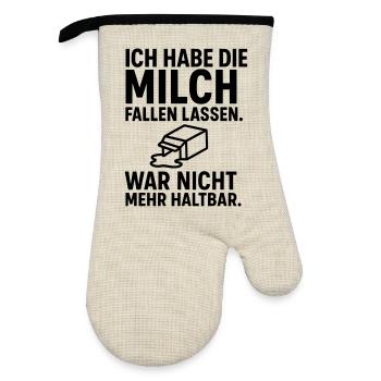 milch fallen lassen haltbar - Ofenhandschuh mit Gummibeschichtung - Leinen/Schwarz  - Vorne