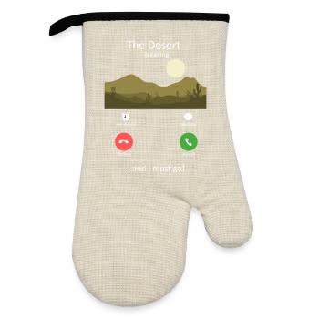 The Desert Is Calling Outdoor Hiking Adventure - Oven glove with rubber coating - linen/black  - Front