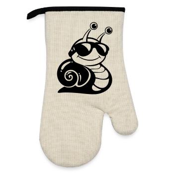 Cool snail with sunglasses - Oven glove with rubber coating - linen/black  - Front