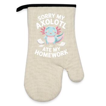 Axolotl Ate My Homework - Oven glove with rubber coating - linen/black  - Front