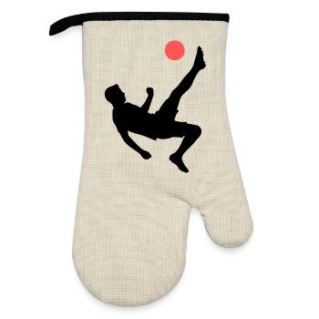 Dynamischer Fallrückzieher Fußball - Ofenhandschuh mit Gummibeschichtung - Leinen/Schwarz  - Vorne
