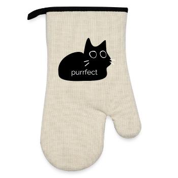 Purrfect - Conception de chat pour les amoureux des chats - Gant de cuisine avec revêtement en caoutchouc - lin/noir  - Devant