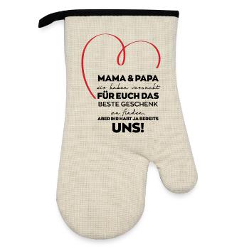 Mom Dad Parents Funny Gift - Oven glove with rubber coating - linen/black  - Front