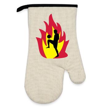 Feu de football - Gant de cuisine avec revêtement en caoutchouc - lin/noir  - Devant