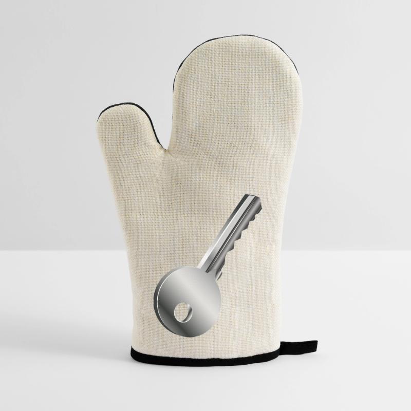 silver-colored single key Oven glove with rubber coating