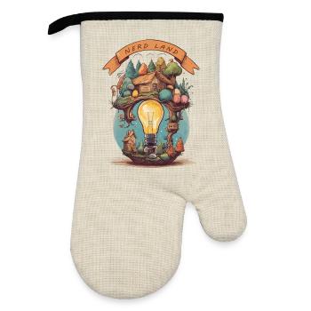 Nerd Land - Oven glove with rubber coating - linen/black  - Front