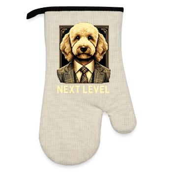 Goldendoodle Dog Next Level Suit Gift - Oven glove with rubber coating - linen/black  - Front
