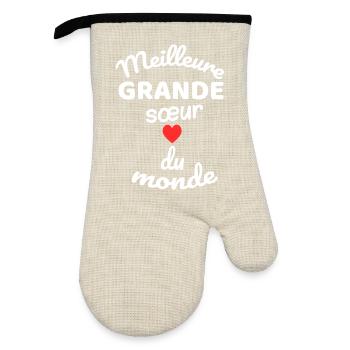 Eternal Sibling Gift with Rougé Heart - Oven glove with rubber coating - linen/black  - Front