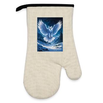 Schnee-Eule - Ofenhandschuh mit Gummibeschichtung - Leinen/Schwarz  - Vorne