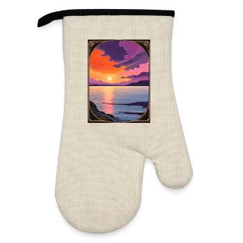 Bewitching Coastal Sunset - Oven glove with rubber coating - linen/black  - Front