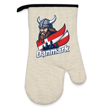 Emblème viking du Danemark - Gant de cuisine avec revêtement en caoutchouc - lin/noir  - Devant