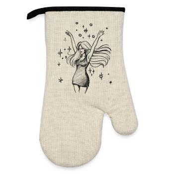Tanzende Frau Empowerment - Illustration - Ofenhandschuh mit Gummibeschichtung - Leinen/Schwarz  - Vorne