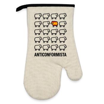 Anticonformiste Mouton Drapeau Espagne Humour - Gant de cuisine avec revêtement en caoutchouc - lin/noir  - Devant
