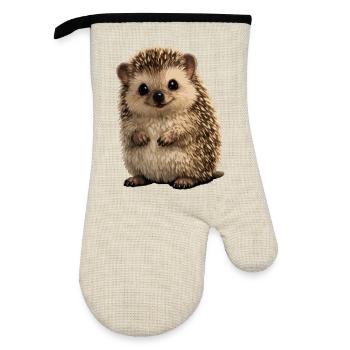 Small Hedgehog Stuffy Coat - Oven glove with rubber coating - linen/black  - Front